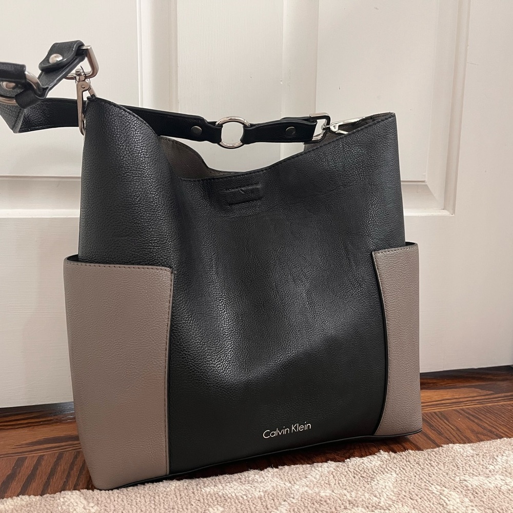 Calvin Klein Two-Tone Black and Gray Shoulder Bag